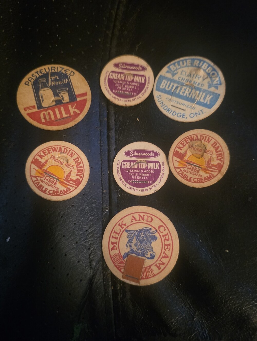 Milk Bottle Cap Lot - MILK AND CREAM - Blue Ribbon Silver Woods Keewadin